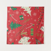 Vintage kerstboom: ornamentaal ontwerp. wandkleed (Voorkant (horizontaal))