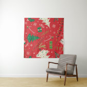 Vintage kerstboom: ornamentaal ontwerp. wandkleed (In Situ (horizontaal))