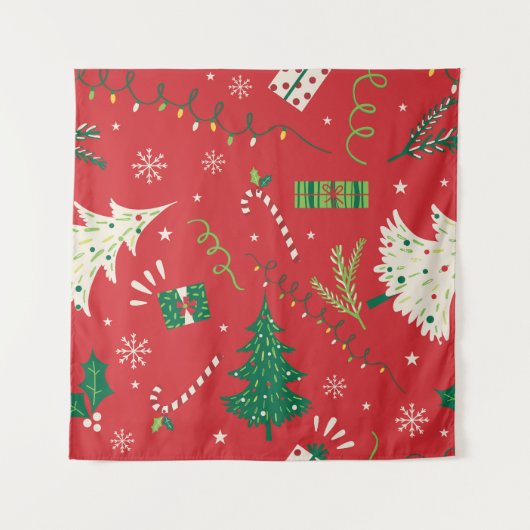 Vintage kerstboom: ornamentaal ontwerp. wandkleed (Voorkant)