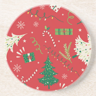 Vintage kerstboom: ornamentaal ontwerp. zandsteen onderzetter