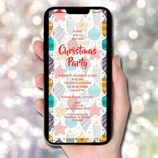 Vintage Kerstboom Ornamenten Party Kaart