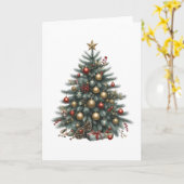 Vintage kerstboom ouderwetse stijl blanco kaart (Gele Bloem)