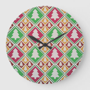 Vintage kerstboom patroon. grote klok