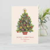 Vintage Kerstboom Platte vakantie Kaart (Staand voorkant)