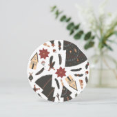 Vintage kerstboom Poinsettia Feestdagenkaart (Staand voorkant)