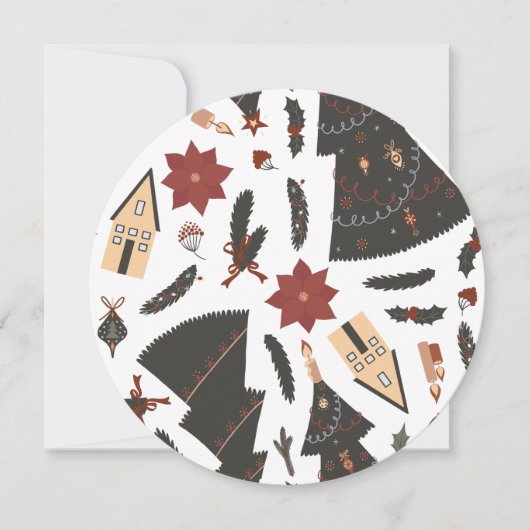 Vintage kerstboom Poinsettia Feestdagenkaart (Voorkant)