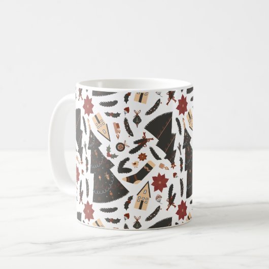 Vintage kerstboom Poinsettia Koffiemok (Voorkant links)