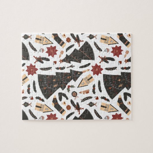 Vintage kerstboom Poinsettia Legpuzzel (Horizontaal)