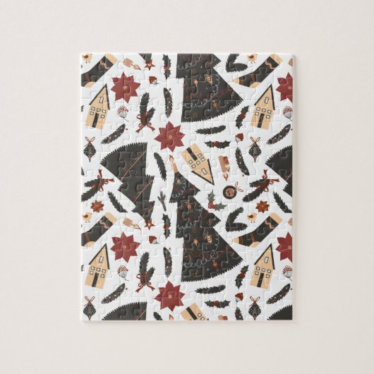 Vintage kerstboom Poinsettia Legpuzzel (Verticaal)