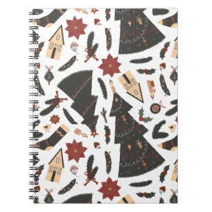 Vintage kerstboom Poinsettia Notitieboek