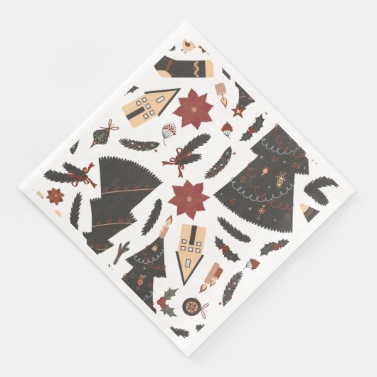 Vintage kerstboom Poinsettia Servet (Hoek)