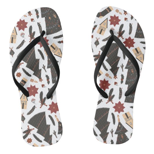 Vintage kerstboom Poinsettia Teenslippers (Voetbed)