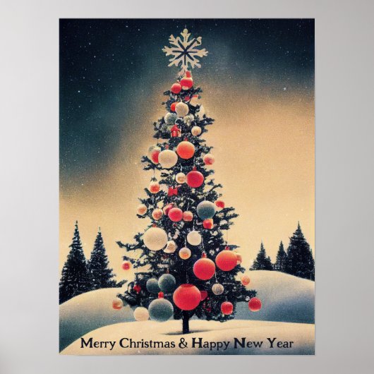 Vintage kerstboom poster (Voorkant)