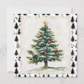 Vintage kerstboom postzegel feestdagenkaart (Voorkant)