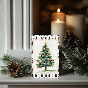 Vintage kerstboom postzegel kaart