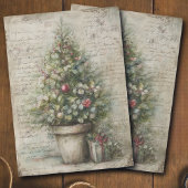 Vintage Kerstboom Pot Ephemera Decoupage Tissuepapier