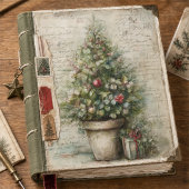 Vintage Kerstboom Pot Ephemera Decoupage Tissuepapier
