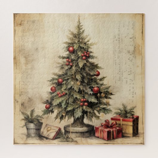 Vintage kerstboom Puzzle Legpuzzel (Verticaal)