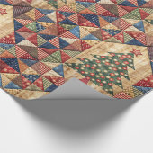 Vintage kerstboom quilt patroon cadeaupapier (Hoek)