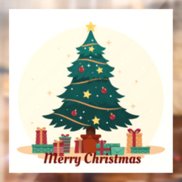 Vintage kerstboom raamsticker