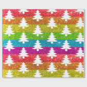 Vintage kerstboom Regenboog Glitter Gay Holiday Cadeaupapier (Vlak)