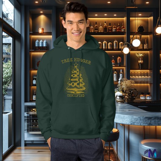 Vintage kerstboom - Retro Halftone Gold Hoodie