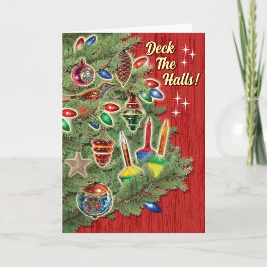 Vintage kerstboom Retro kerst Kaart (Voorkant)