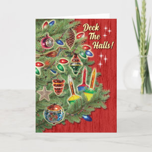 Vintage kerstboom Retro kerst Kaart