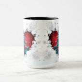 Vintage kerstboom, rood/Blauwgroen - zwart handvat Mok (Midden)