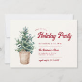 Vintage kerstboom rood feestdag kaart (Voorkant)