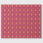 Vintage kerstboom, rood groen cadeaupapier (Vlak)