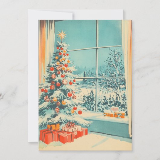 Vintage Kerstboom Scene Bericht Sjabloon (Voorkant)