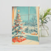 Vintage Kerstboom Scene Bericht Sjabloon (Staand voorkant)