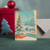 Vintage Kerstboom Scene Bericht Sjabloon