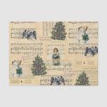 Vintage kerstboom Snowman Music-weefselpapier Tissuepapier<br><div class="desc">A collage of vintage illustrations and sheet music pertaining to Christmas. Includes an illusies of a little girl,  a snowman,  a christmas tree,  and blue winter birds. Updated version available: just type Vintage Christmas Tree Snowman Music Tissue Paper into the search bar at the top of the page.</div>