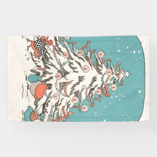 Vintage kerstboom spandoek (Horizontaal)