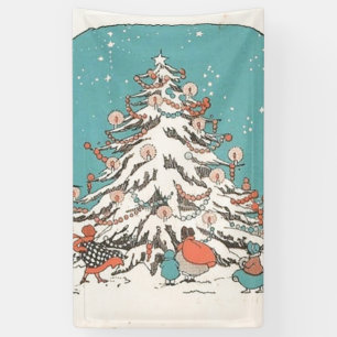 Vintage kerstboom spandoek
