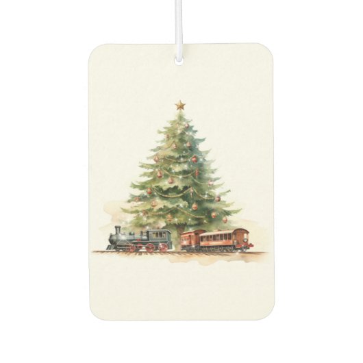 Vintage kerstboom & Speelgoed trein luchtverfrisse Luchtverfrisser (Voorkant)