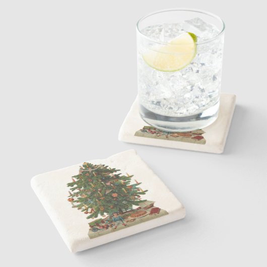 Vintage kerstboom stenen onderzetter (Zijkant)