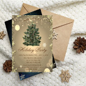 Vintage kerstboom sterren Uitnodiging feestdag