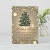 Vintage kerstboom sterren Uitnodiging feestdag (Staand voorkant)