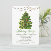 Vintage kerstboom String Lights Holiday Party Kaart (Staand voorkant)
