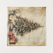 Vintage kerstboom tapijt wandkleed (Voorkant (horizontaal))