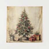Vintage kerstboom tapijt wandkleed (Voorkant)