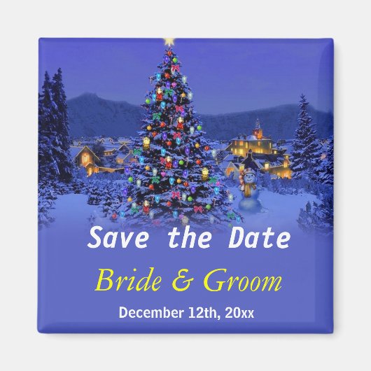 Vintage Kerstboom trouw save the date Magneet (Voorkant)