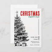 Vintage kerstboom uitnodiging (Voorkant / Achterkant)
