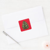 Vintage kerstboom vierkante sticker (Envelop)