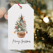 Vintage kerstboom | Vrolijk kerstfeest Cadeaulabel