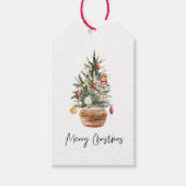 Vintage kerstboom | Vrolijk kerstfeest Cadeaulabel (Voorkant)