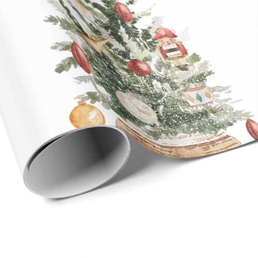 Vintage kerstboom | Vrolijk kerstfeest Cadeaupapier (Rol Hoek)